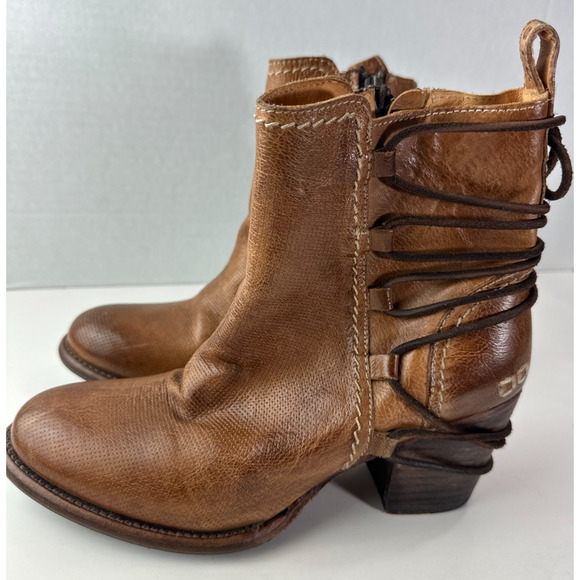 Bed Stu Blaire Leather Ankle Boot Tan Rustic Cobbler Lace Boots Women's Size 9 - Picture 10 of 16